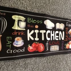 Kitchen Black Mat - 15” X 47”, NEW