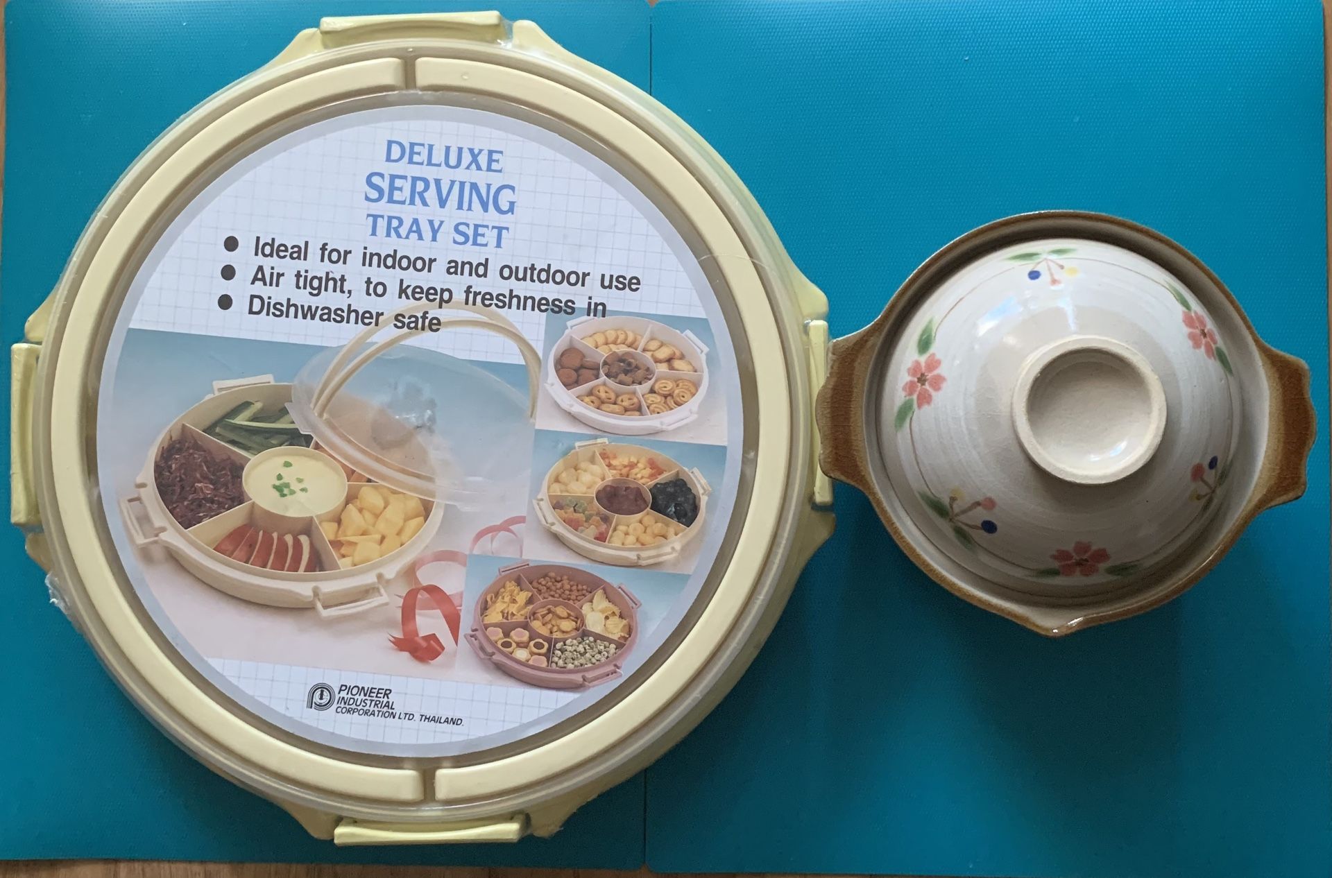 [New] Deluxe Serving Tray Set & Artisanal Ceramic Pot Flower Design