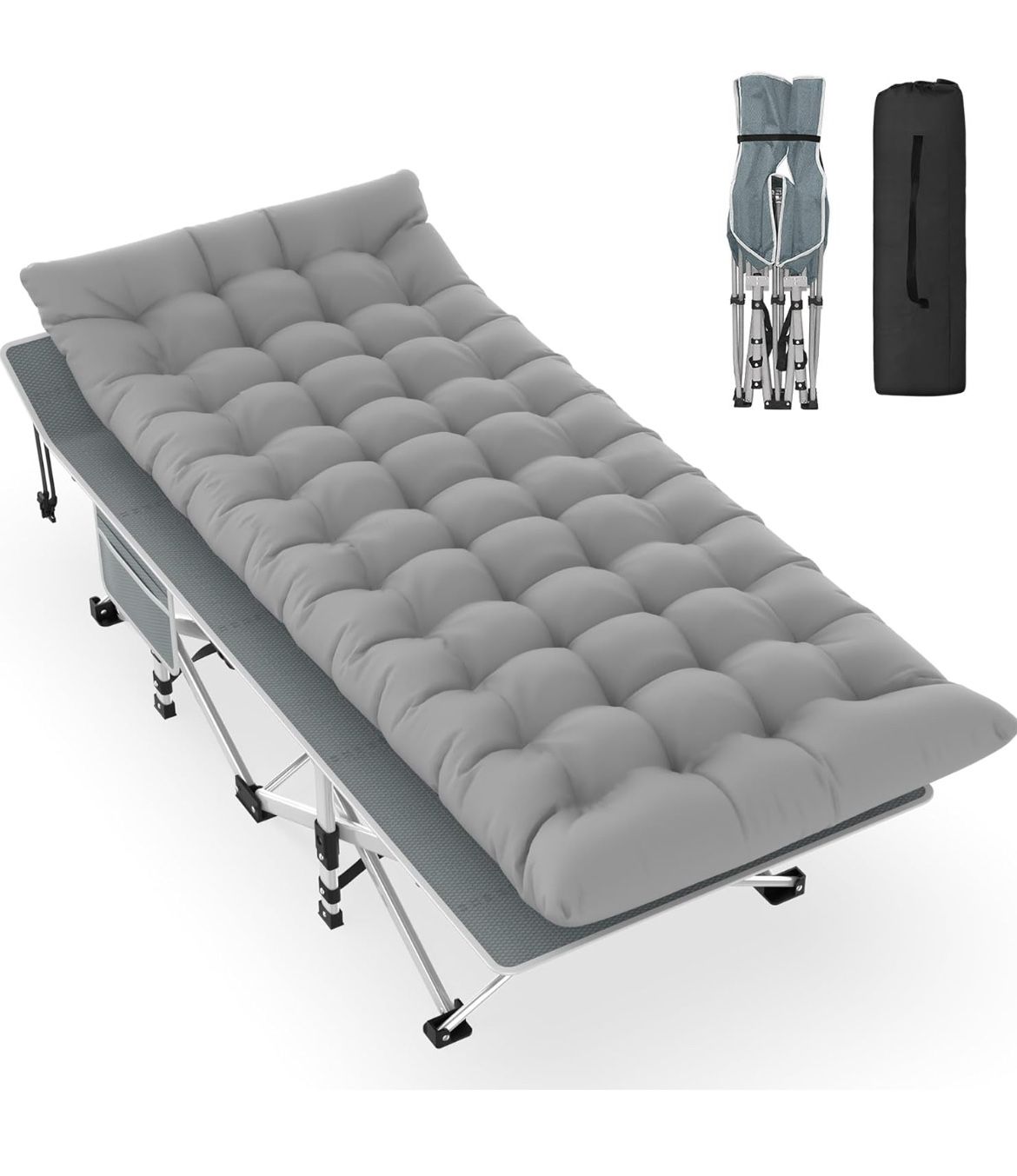 Slendor Camping Cot, Folding Camping Cots for Adults with Mattress, Portable Camping Bed