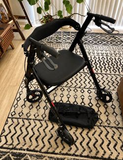Black Folding Rollator Walker with Seat