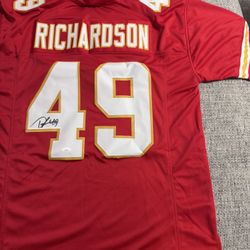 Tony Richardson Signed Autograph Custom Jersey With JSA COA (sticker Only) - Kansas City Chiefs