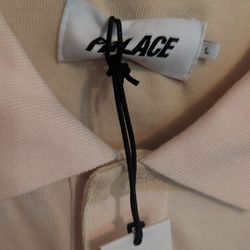PALACE SKATEBOARDS BRAND CLASSIC STRIPE DROP SHOULDER POLO CREAMS LARGE, NEW WITH TAGS.