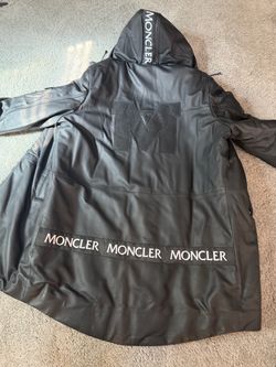 Moncler Black Hooded Jacket size 4xl but looks good on size large to 3x.