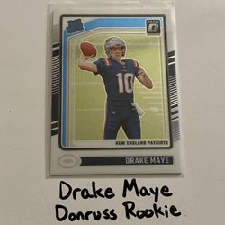 Drake Maye New England Patriots QB Donruss Rookie Card. 