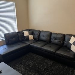 Black L Shaped Couch - Left Hand Facing