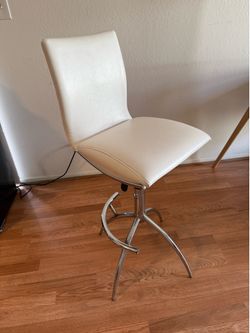 White Adjustable Bar Stool