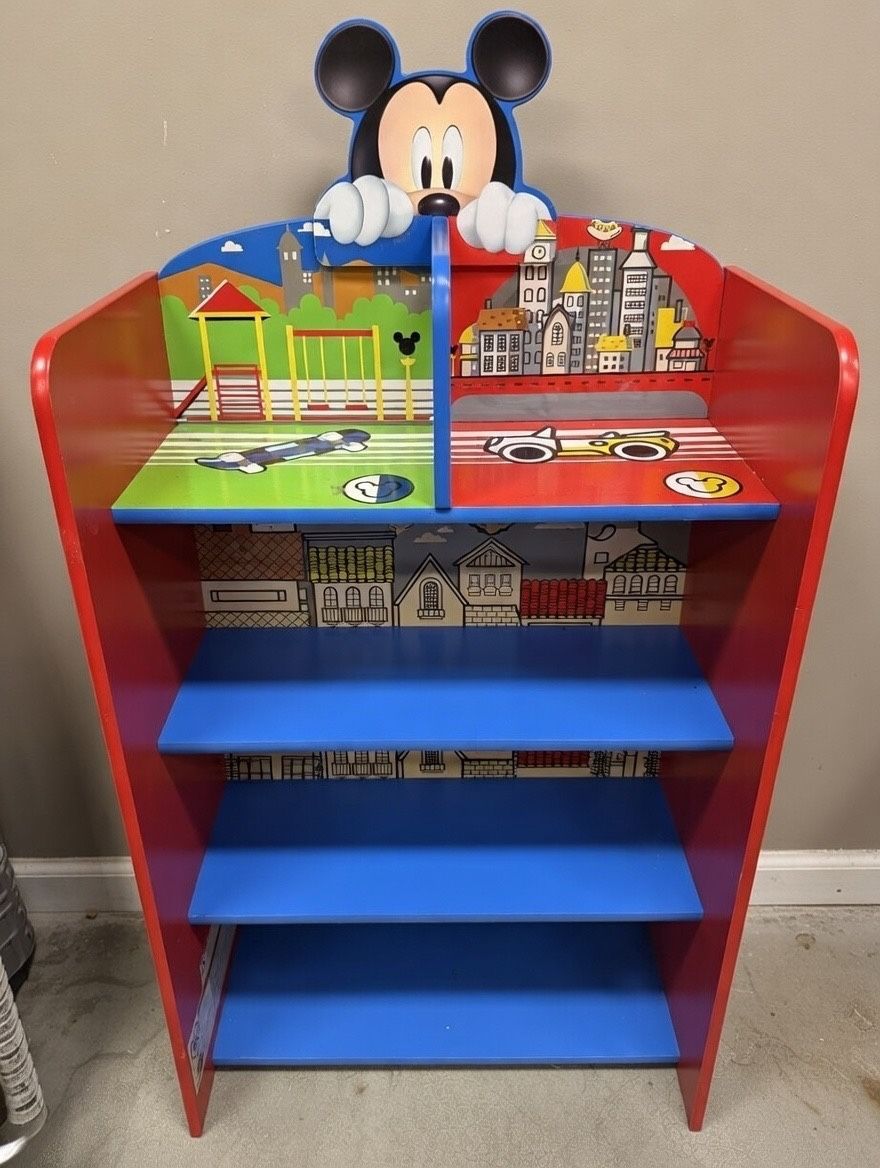 Disney Mickey Mouse Playroom Bundle: Desk + Chair + Toy Organizer/Bookshelf