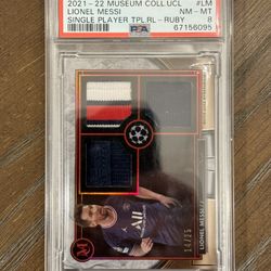2021 Lionel Messi Museum Collection 3 Patch Ruby /25 PSA 8