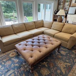 Ethan Allen Sectional And Lilian August Leather Table 