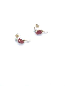 14K Gold Painted Enamel Glazed Earrings