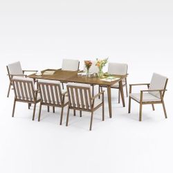 ❤️‍🔥 9 Pieces Aluminum Patio Dining Set, Outdoor Dining Set for 8, Teak$759