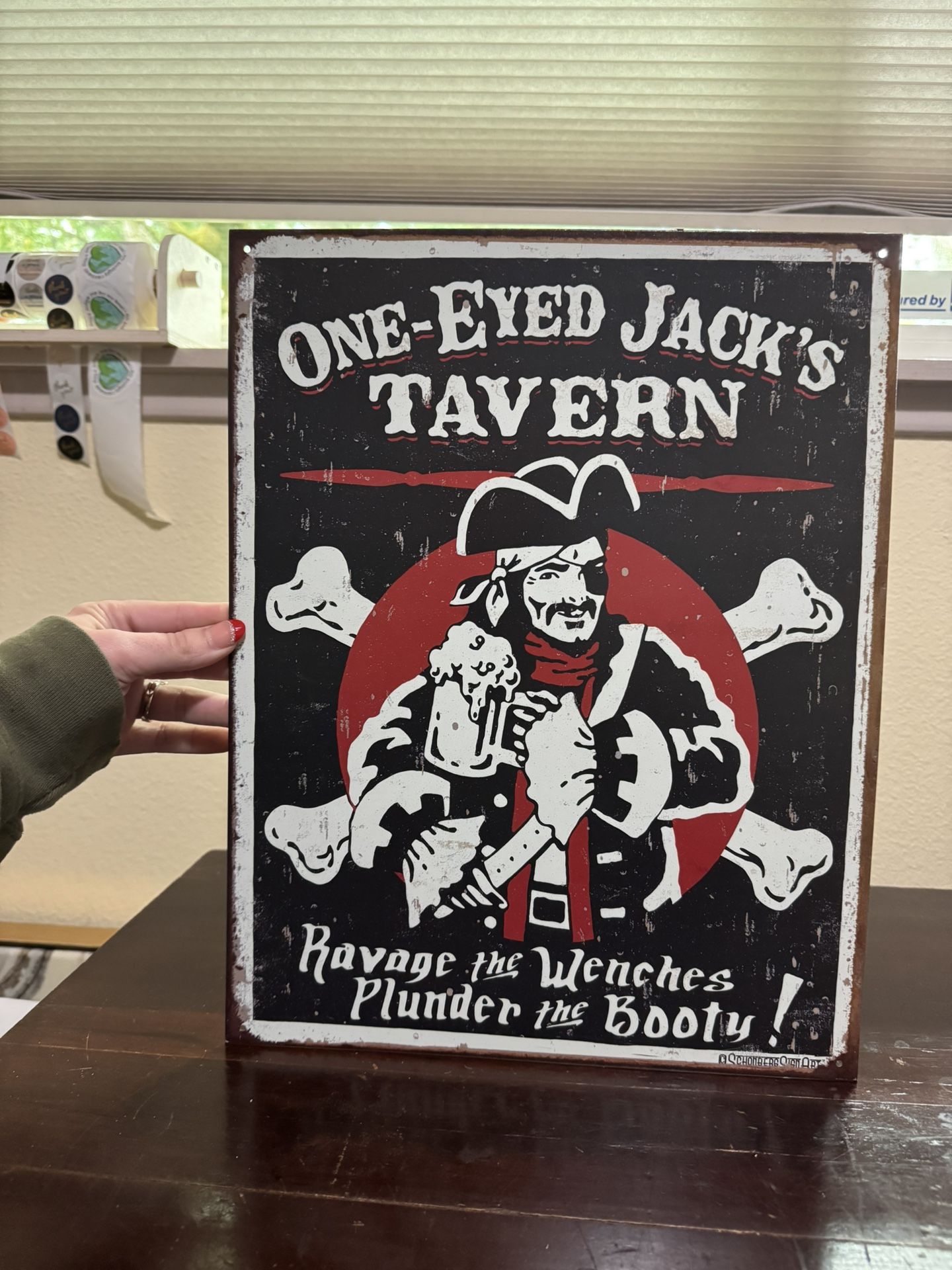 Vintage Style Schonberg Sign Art Jack's Tavern Pirate Metal TIN SIGN 16"x12"