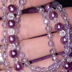 LAVENDER CRYSTALS EARRINGS RINGS BRACELETS & GIFT BAG