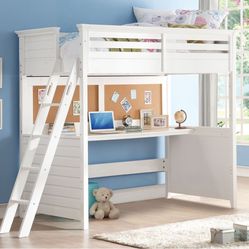 Twin Loft Bed W/Desk Mattress Sold Separately