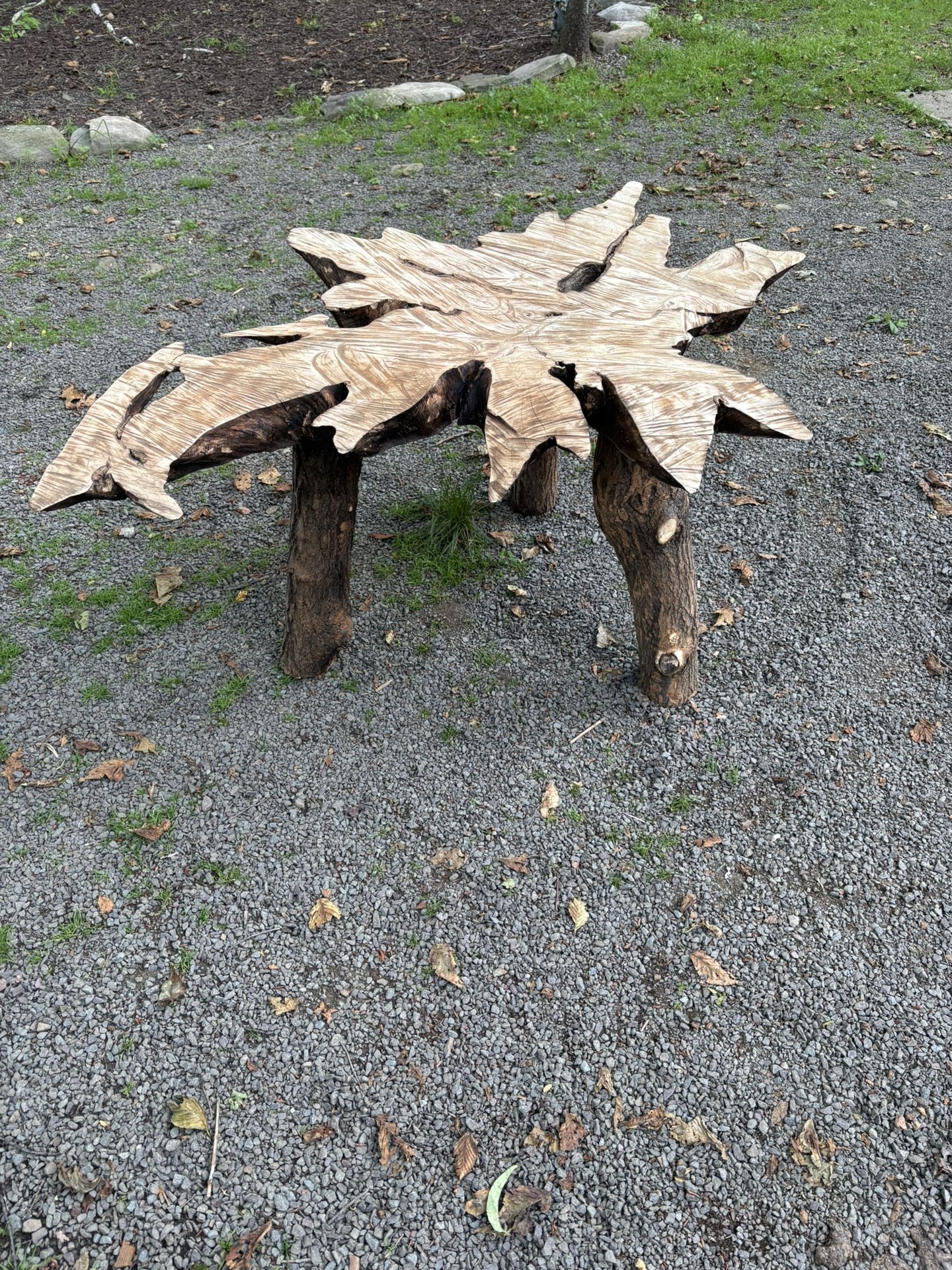 Hand Carved Wooden Table 