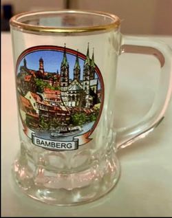 Bamberg Germany Souvenir Glass Beer Stein