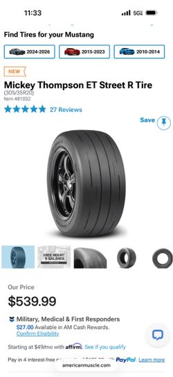Mickey Thompson ET Street R Tire 305/35R20 $400 Obo