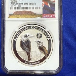 2017P 1oz NGC MS70 KOOKABURRA SILVER COIN 