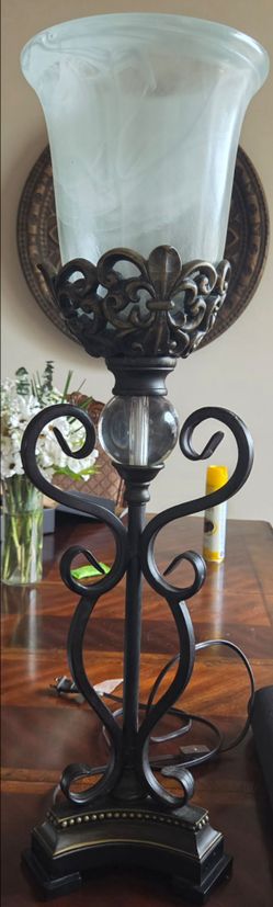 Table lamp, metal with glass dome