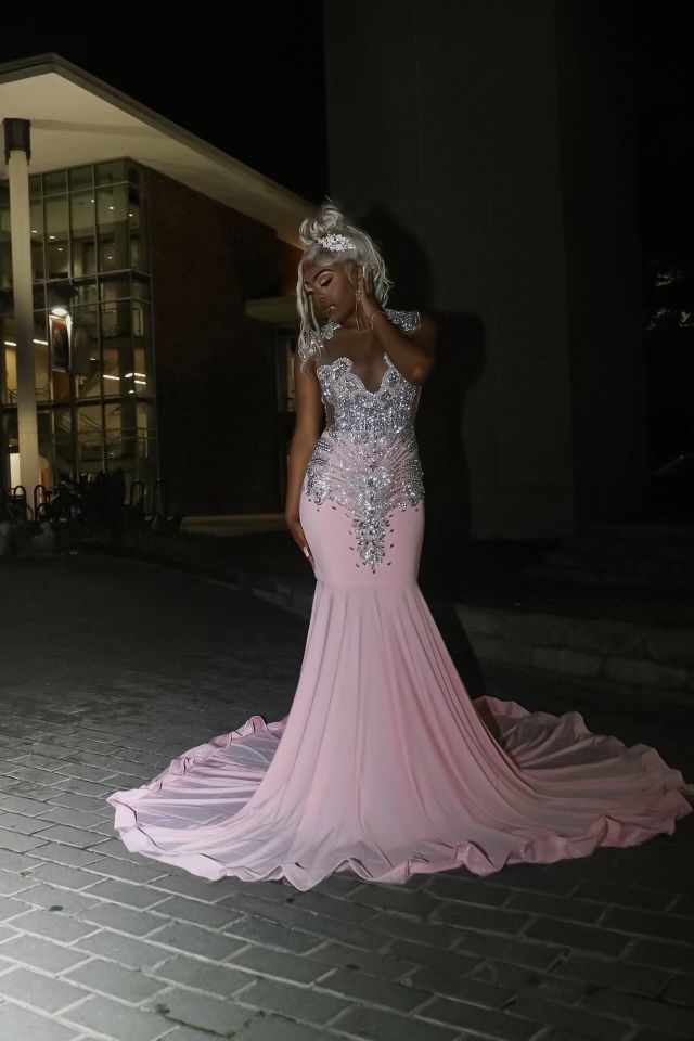 Pink custom prom dress