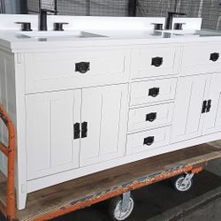 Bathroom Vanity / Custom 72 Inch Set / Faucets & Drains / All New / Custom Quartz / Pickup