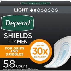 Depend Shields Incontinence Pads for Men, Light Absorbency, 58 Count 