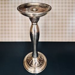 Vintage Pottery Barn Taper Candle Holder 10”H Grapevine Embossed Metal Candlestick