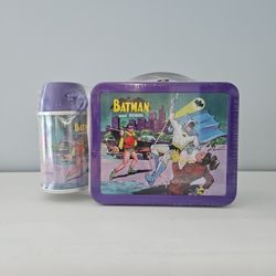 Hallmark School Days Batman and Robin Small Lunch Box with Thermos NEW SEALED
