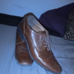 Brown Leather Perry Ellis Dress Shoes 12