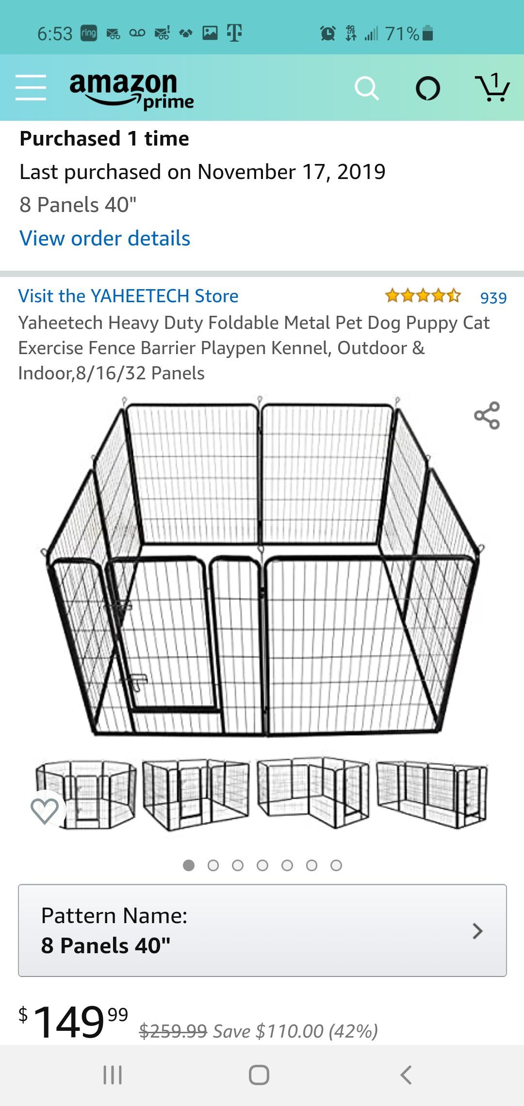 Heavy Duty Foldable Metal Pet Dog Puppy Fence Barrier Playpen Kennel