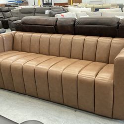 Leather Stationary Sofa 