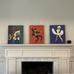 Signed David Cowles Pop Art Canvas Trio Set (Elvis, Marilyn, Sinatra)