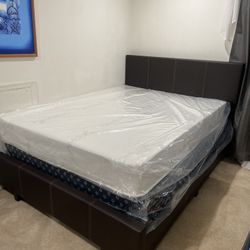 Queen Mattress Come With Bed 🛌 Frame And Free Box Spring - Free Delivery 🚚 Today To Reasonable Distance 