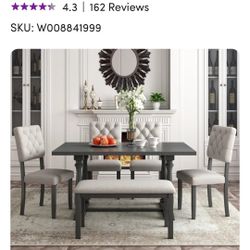 6 PERSON DINING ROOM SET WITH BENCH