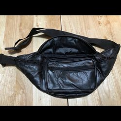 Black leather waist bag