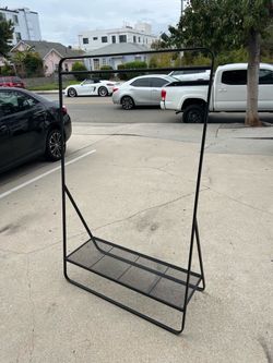Black Metal Clothing Rack with Bottom Shelf