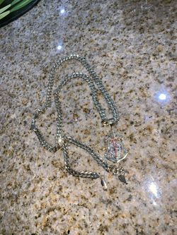 14k bracelet and chain with pendant