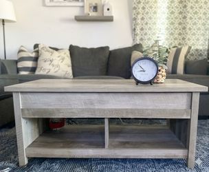 Rustic Brown Gray Wood Coffee Table with Shelf