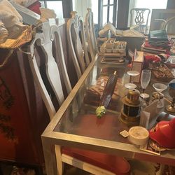Dining room Glass And Chrome Table And Chairs