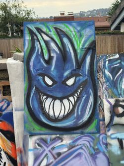 2'x3' "spitfire" Graffiti Style Painting on Plywood. 