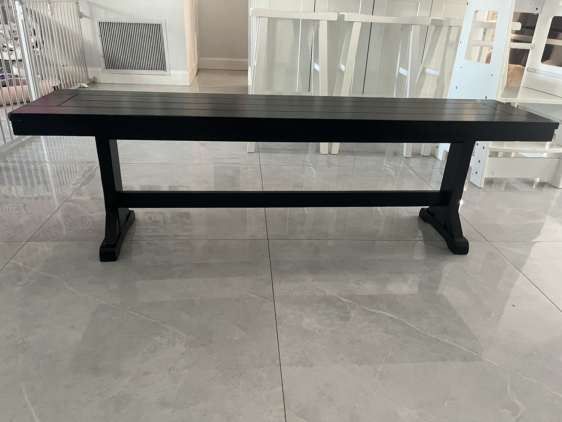 Walker Edison 60" Traditional Wood Antique Bench, Antique Black