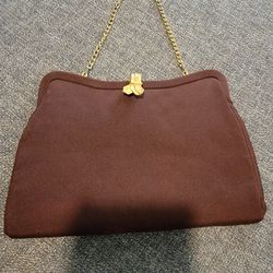 Vintage Brown Or Black Handbag Purse Mid Century Fabulous 