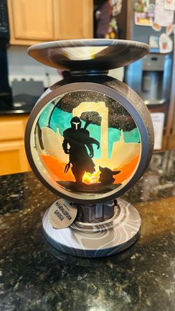 Mandalorian and Grogu Star Wars bath and body works candle holder lights up rare
