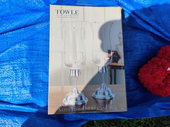 Towle Silversmiths Satin Finish Hurricane Pair