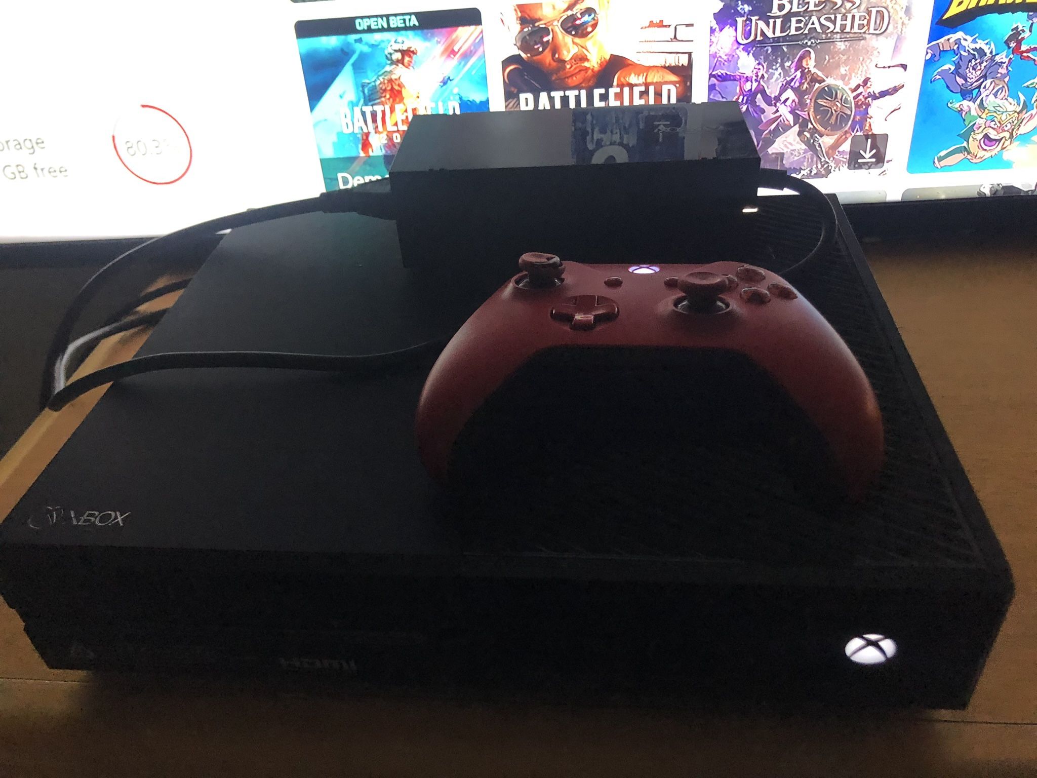 Xbox With Controller And Games