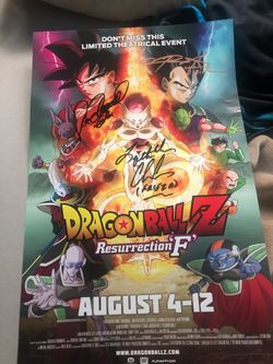 Dragon Ball Z Resurrection F signed poster SD Comic Con