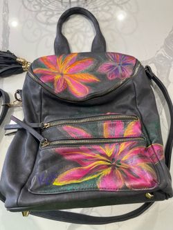 BEAUTIFUL Hand-Painted Floral Design Backpack