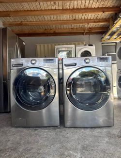 Lg Stainless steel washer and dryer set With three months warranty