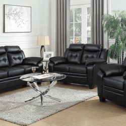 sofa and loveseat set Black faux leather, Black sofa set New Pay Later