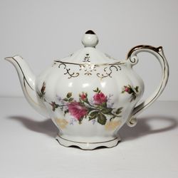 Musical Teapot Pink Moss Roses